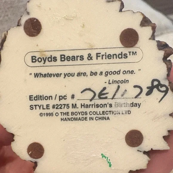 Boyds Bears M. Harrison's‎ Birthday Figurine 1995 4 inches - Picture 2 of 6